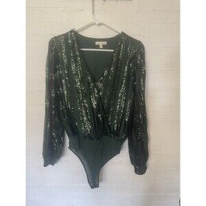 Flying Tomato Sequin Bodysuit, Green Small